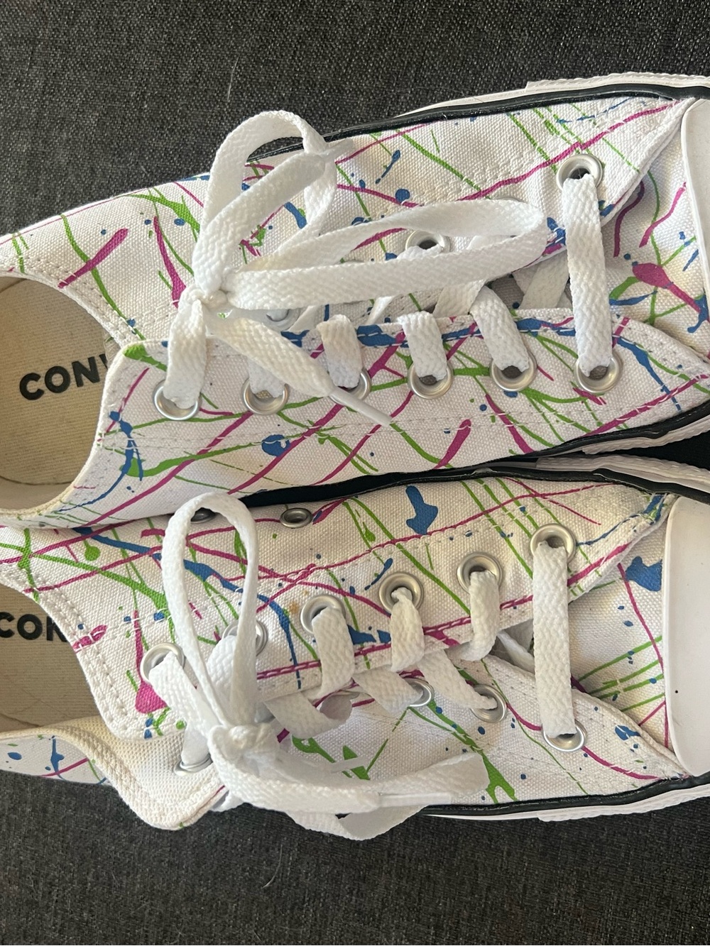 Converse Women’s White Paint-Splatter Low Top Sneakers - Picture 6 of 6